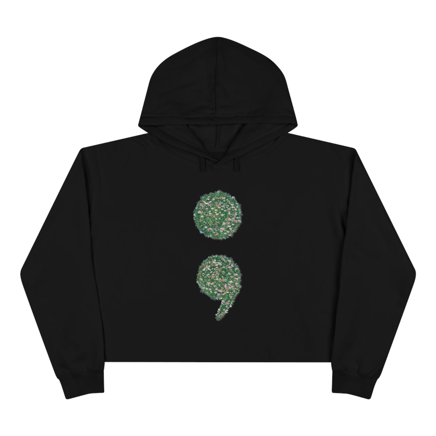 Flowers Semi-Colon Crop Hoodie