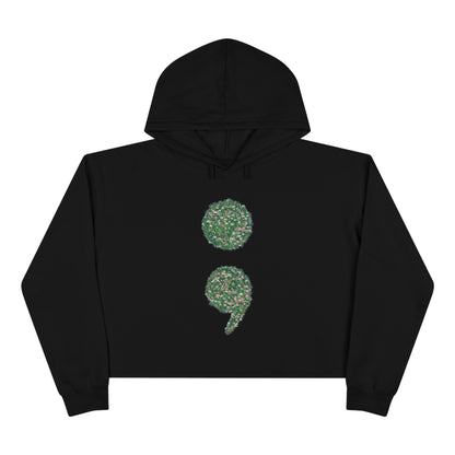 Flowers Semi-Colon Crop Hoodie