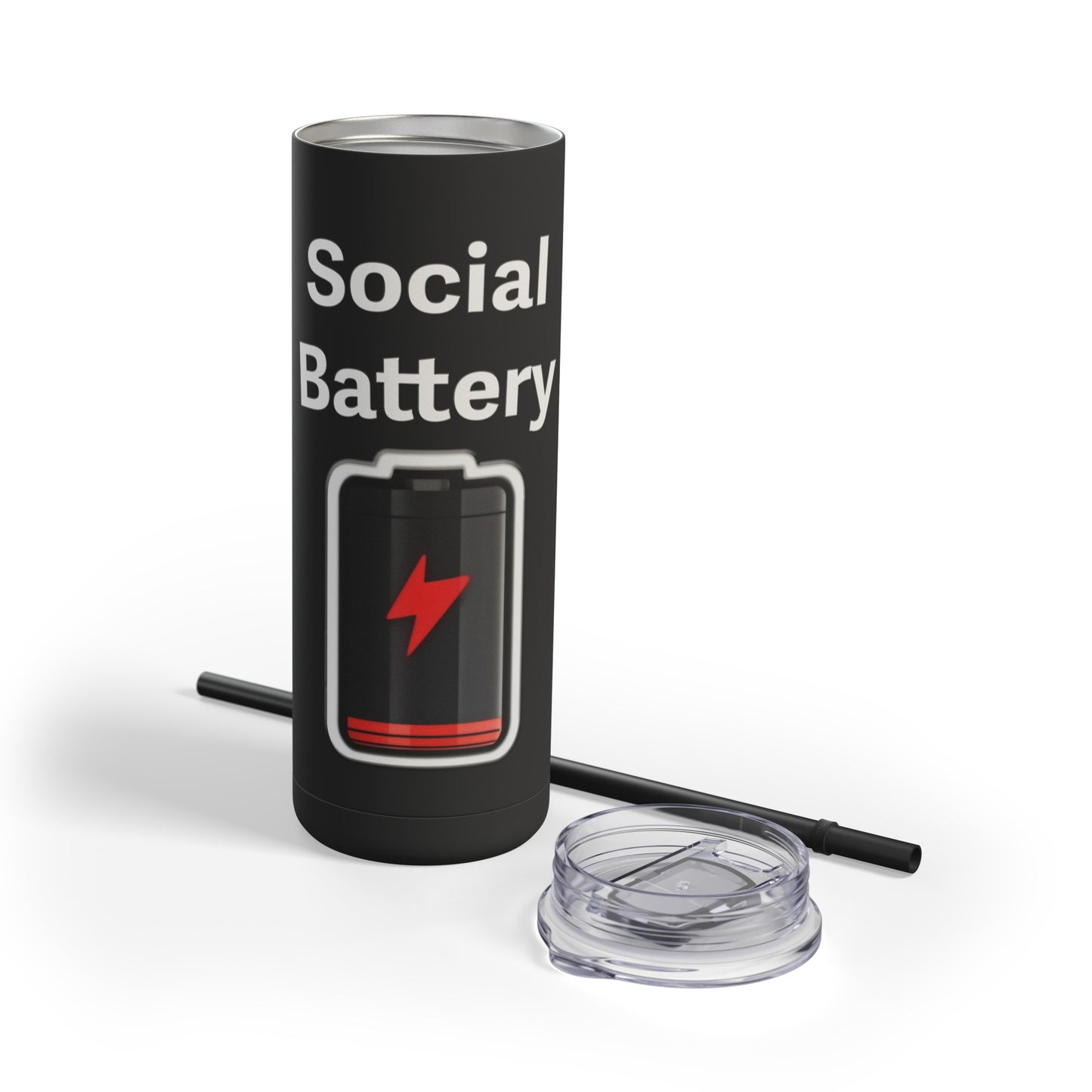 Social Battery Low Skinny Matte Tumbler, 20oz