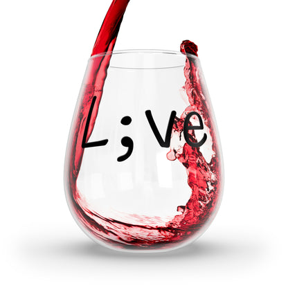 Semi-Colon L;ve 12oz Stemless Wine Glass