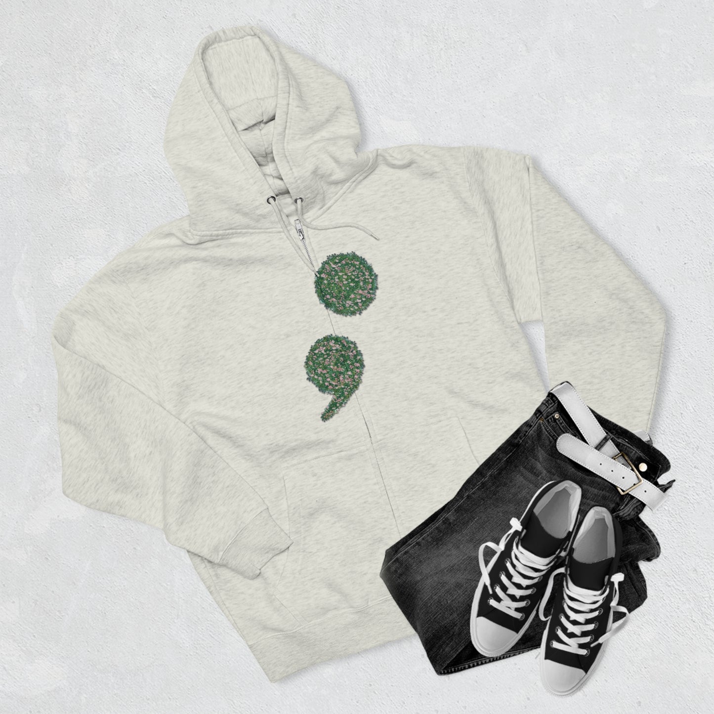 Flowers Semi-Colon Unisex Zip Hoodie