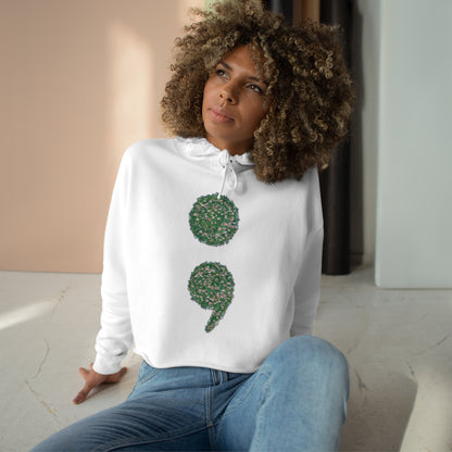 Flowers Semi-Colon Crop Hoodie