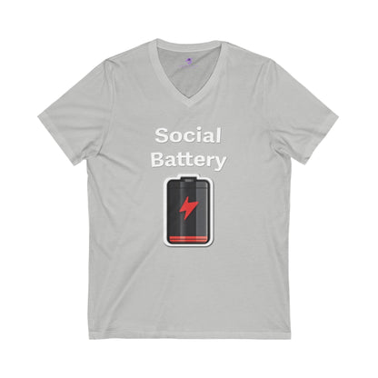 Social Battery Low Jersey Short Sleeve V-Neck Tee