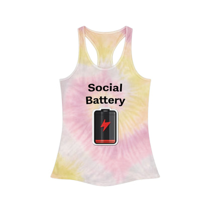 Social Battery Low Tie Dye Racerback Tank Top