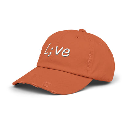 Semi-Colon L;ve Unisex Distressed Cap