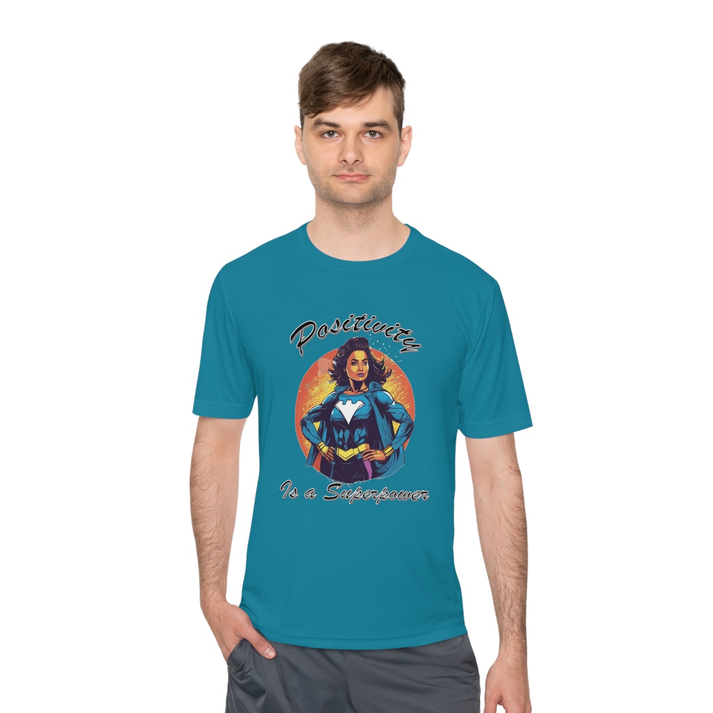 Positivity is a Superpower Female Superhero Moisture Wicking Tee