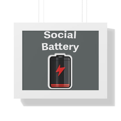 Social Battery Low Framed Horizontal Poster