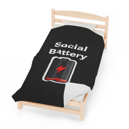 Social Battery Low Velveteen Plush Blanket