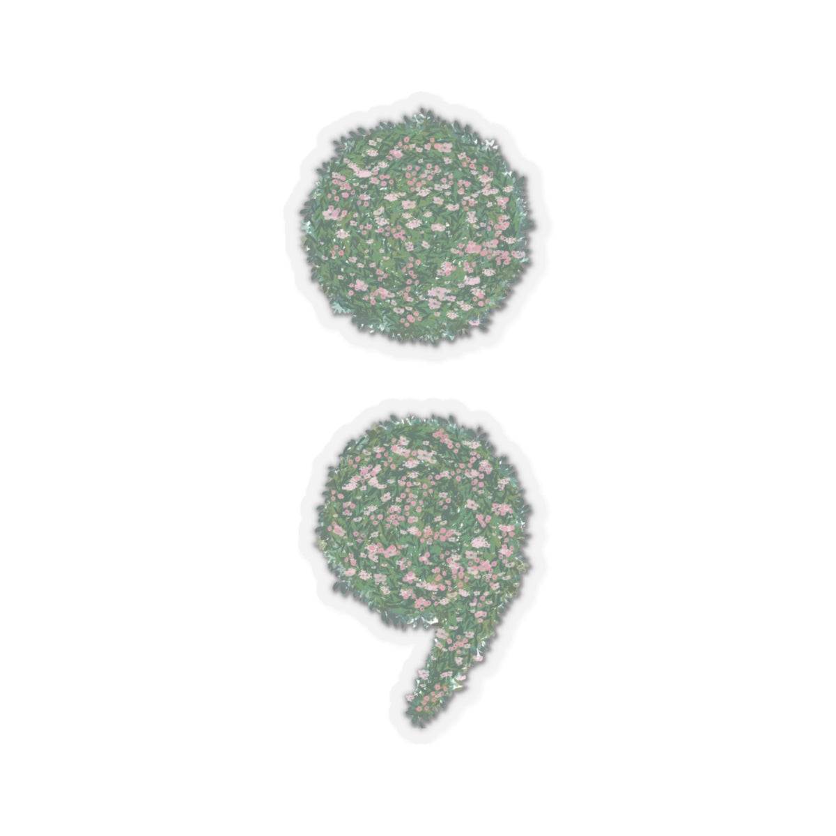 Flowers Semi-Colon Kiss-Cut Stickers