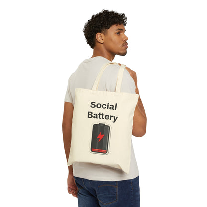 Social Battery Low Cotton Canvas Tote Bag