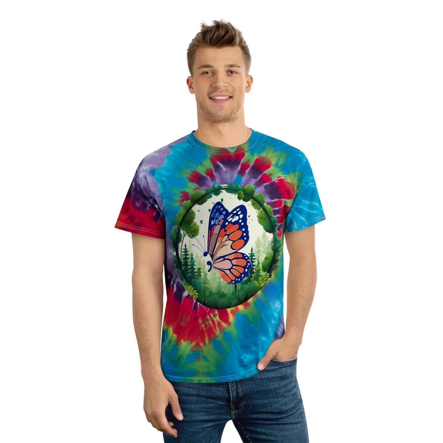 Semi-Colon Butterfly Tie-Dye Tee, Spiral