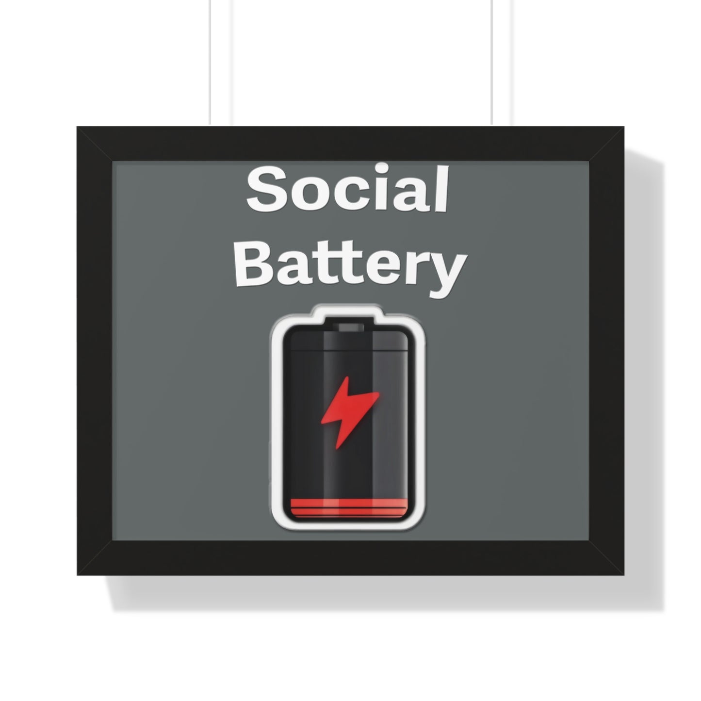 Social Battery Low Framed Horizontal Poster