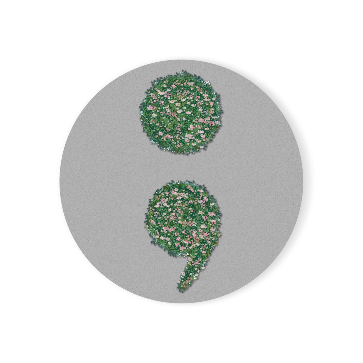 Flowers Semi-Colon Cork Back Coaster