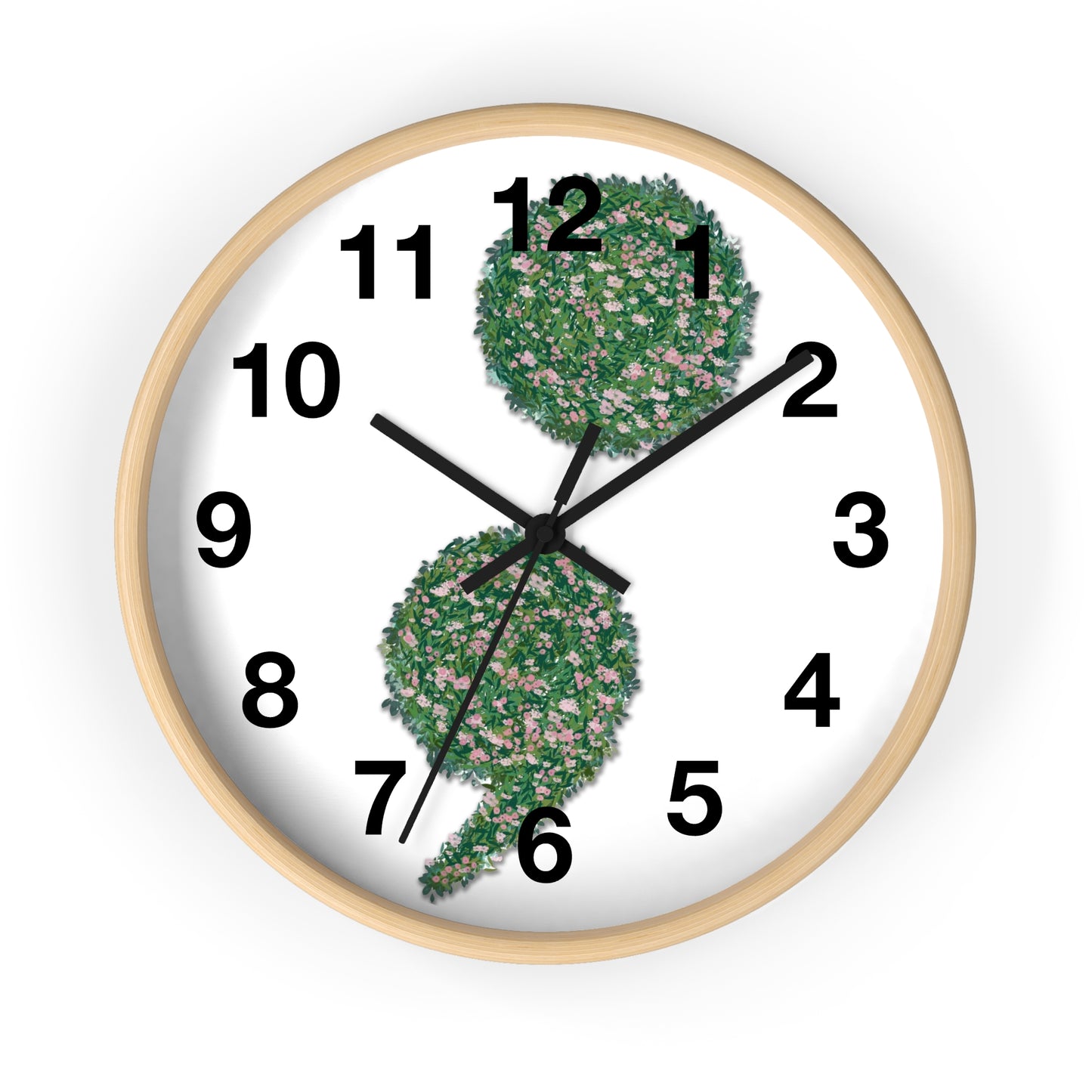 Flowers Semi-Colon Wall Clock