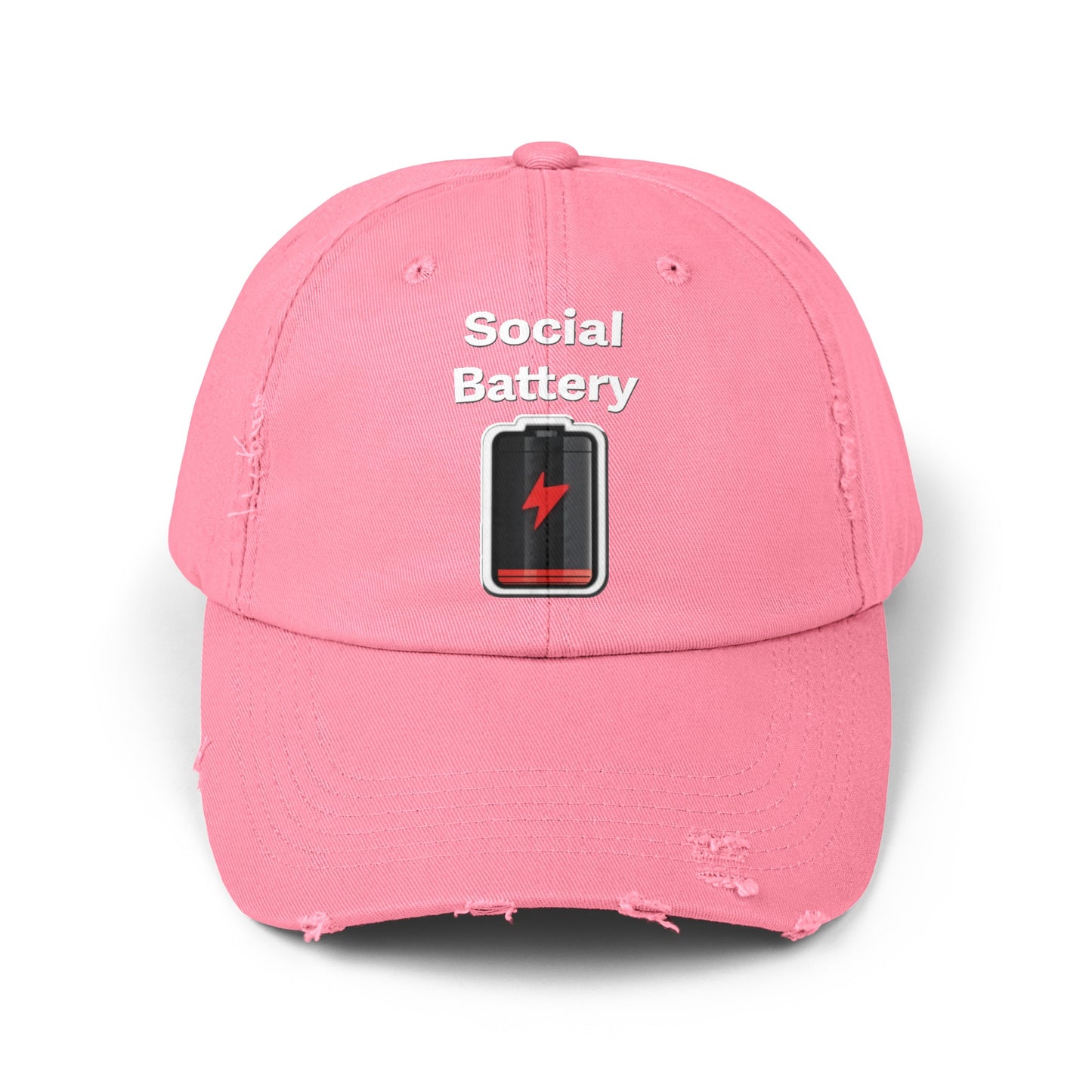 Social Battery Low Unisex Distressed Cap