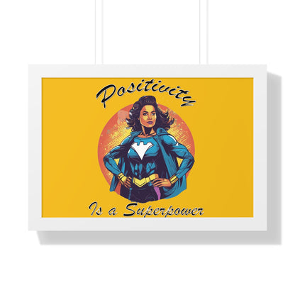 Positivity is a Superpower Female Superhero Framed Horizontal Poster