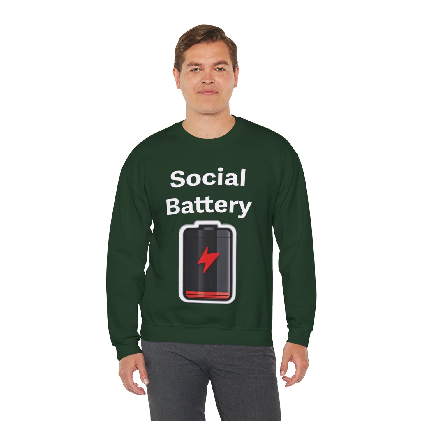 Social Battery Low Unisex Heavy Blend™ Crewneck Sweatshirt