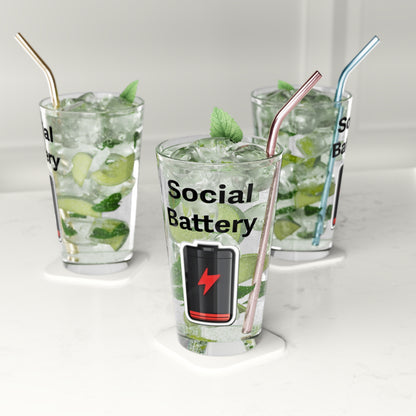 Social Battery Low 16oz Pint Glass