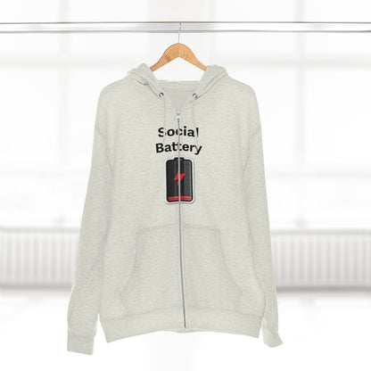 Social Battery Low Unisex Zip Hoodie