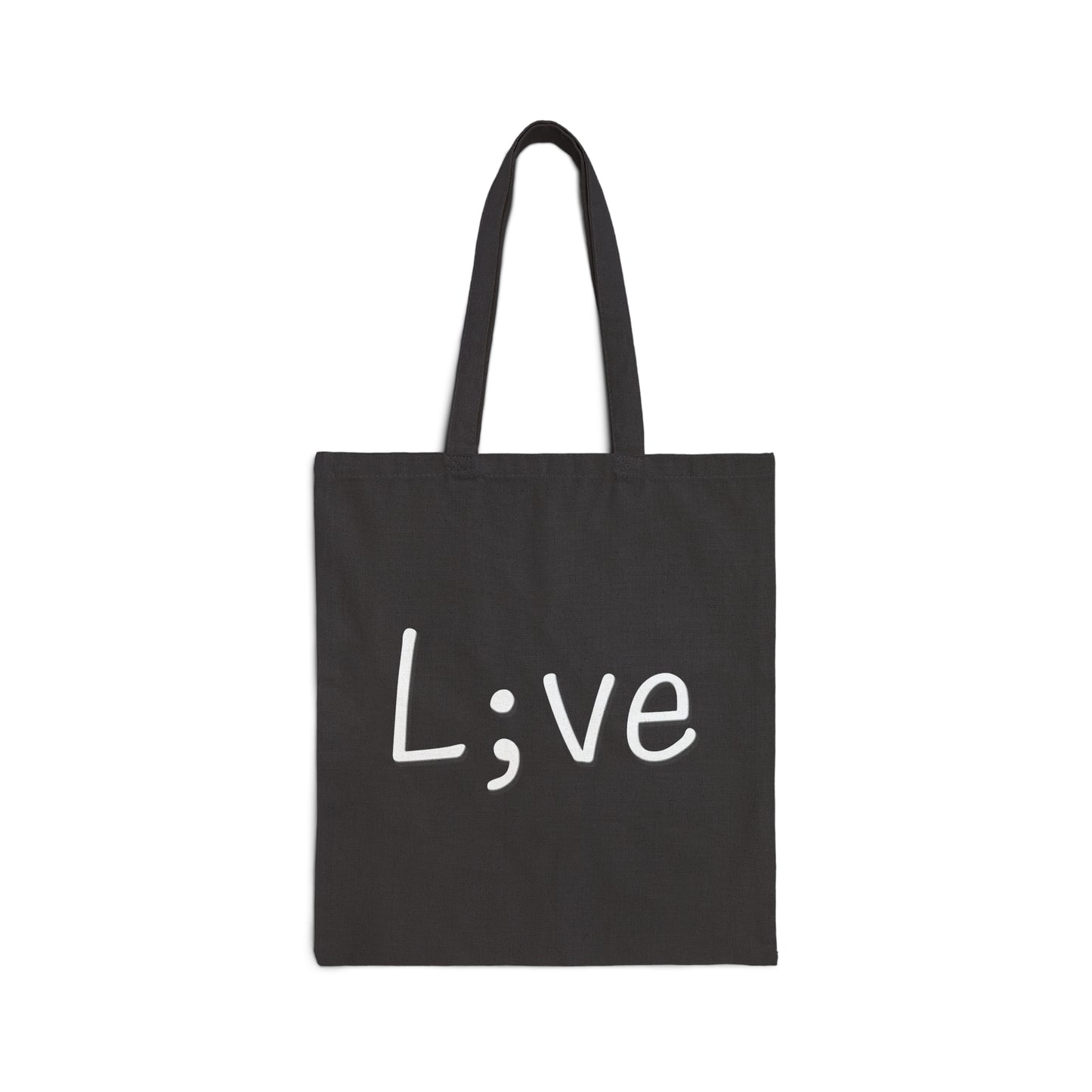 Semi-Colon L;ve Cotton Canvas Tote Bag