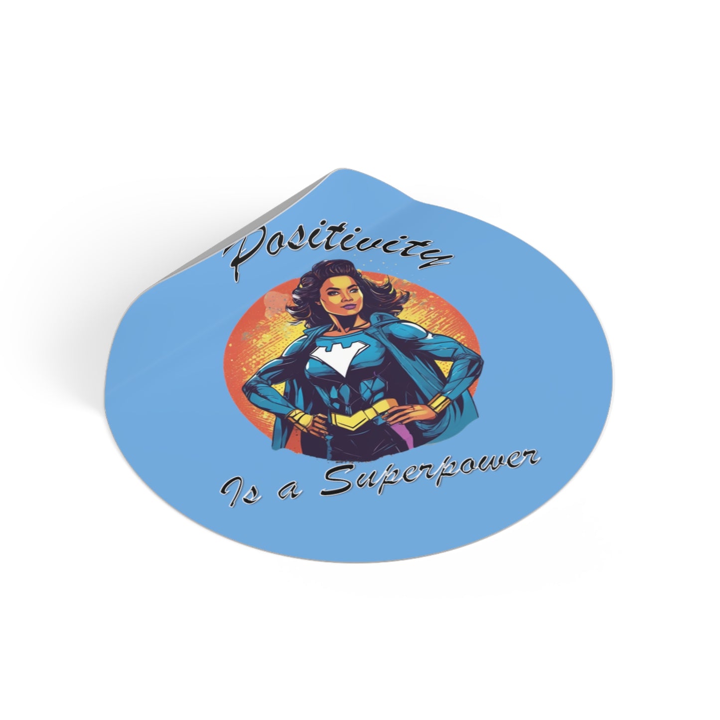 Positivity is a Superpower Female Superhero Round Vinyl Stickers