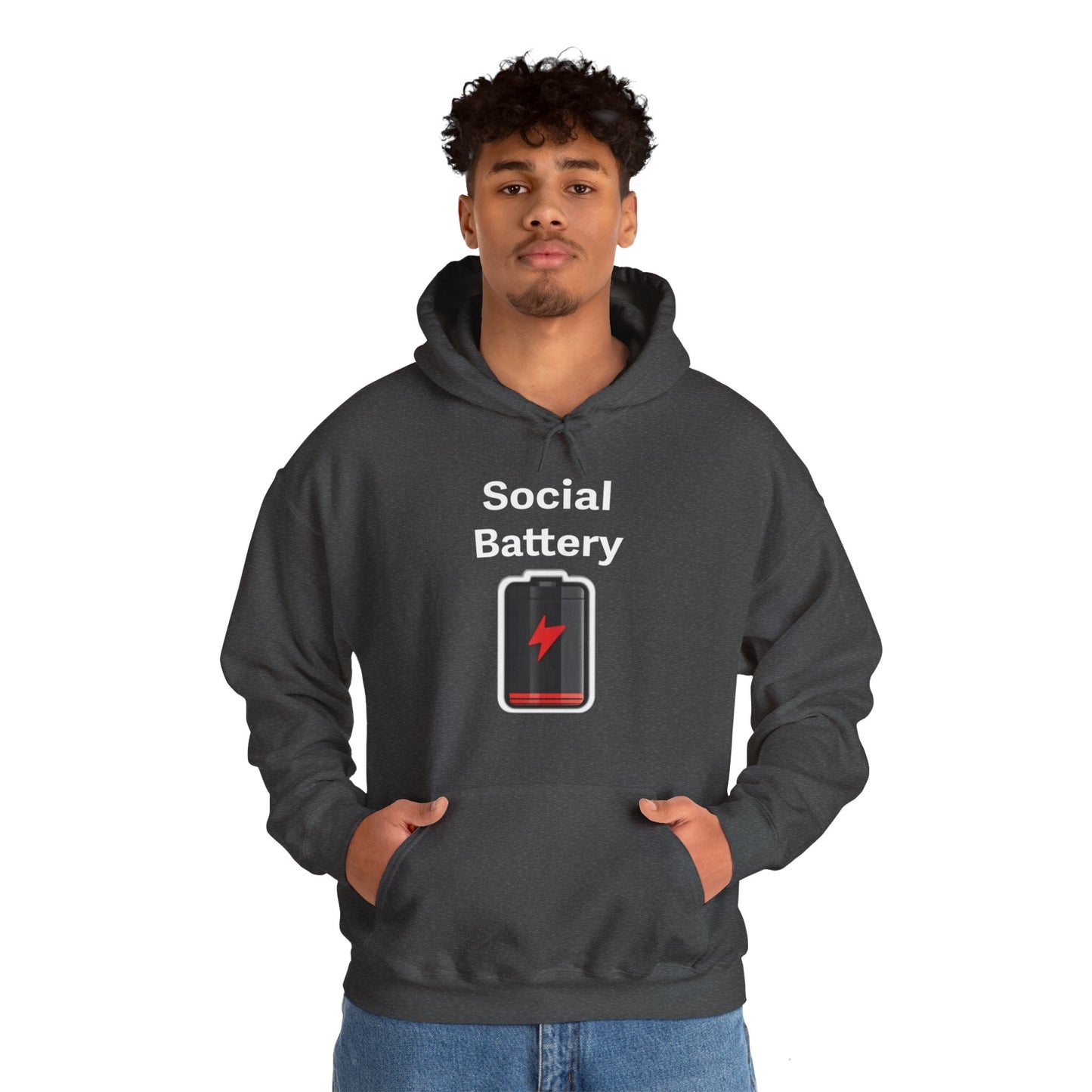 Social Battery Low Heavy Blend™ Hooded Sweatshirt