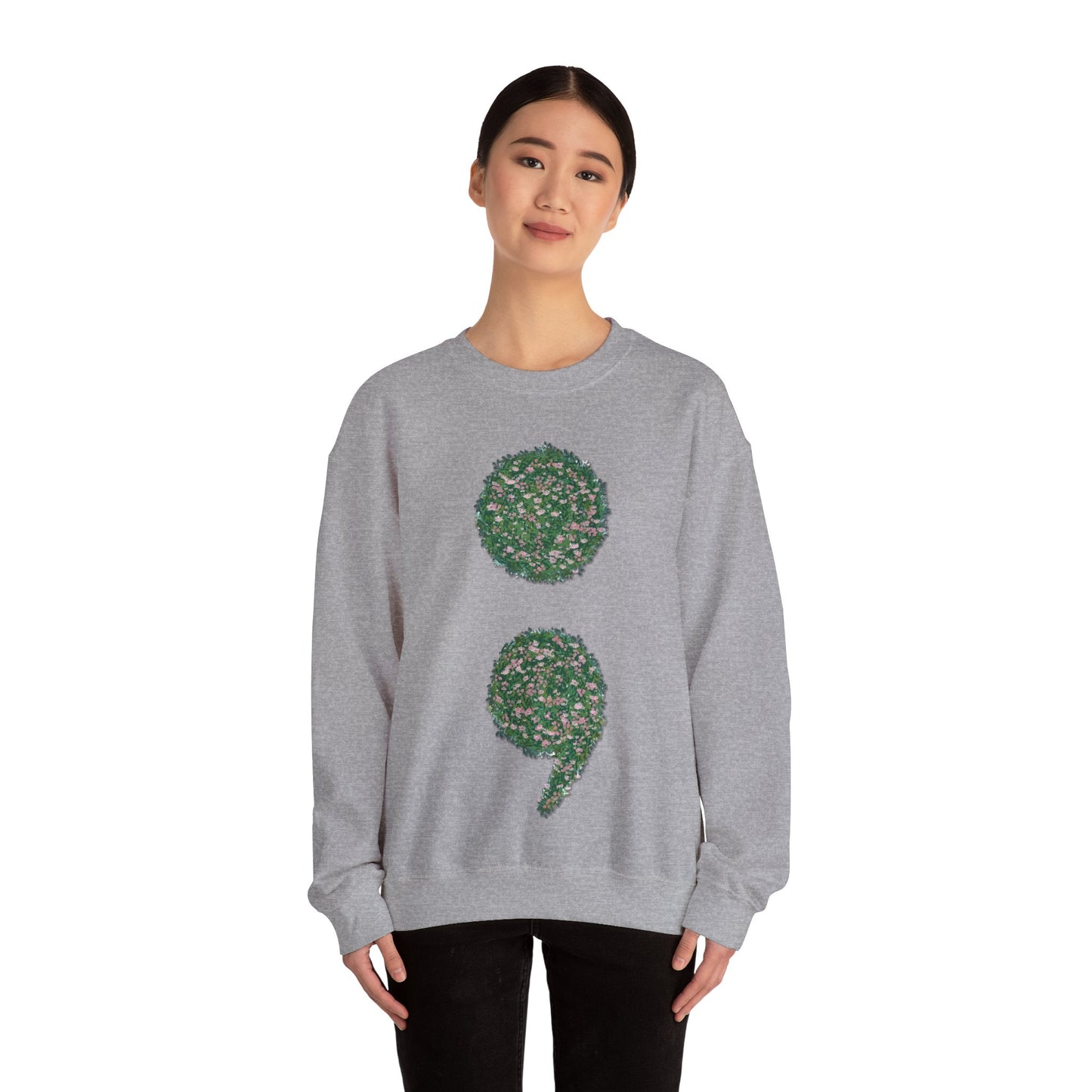 Flowers Semi-Colon Unisex Heavy Blend™ Crewneck Sweatshirt