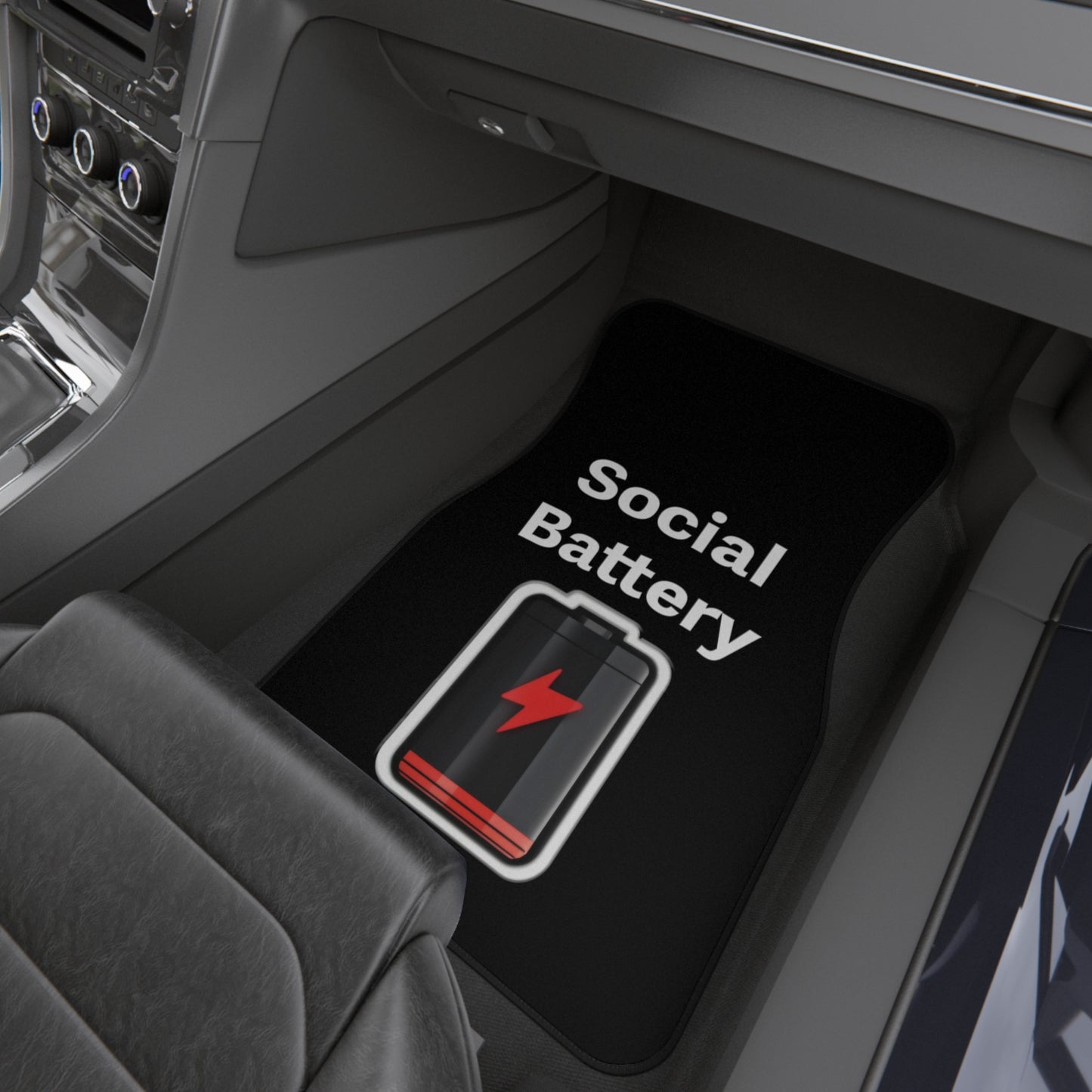 Social Battery Low Car Mats (2x Front)