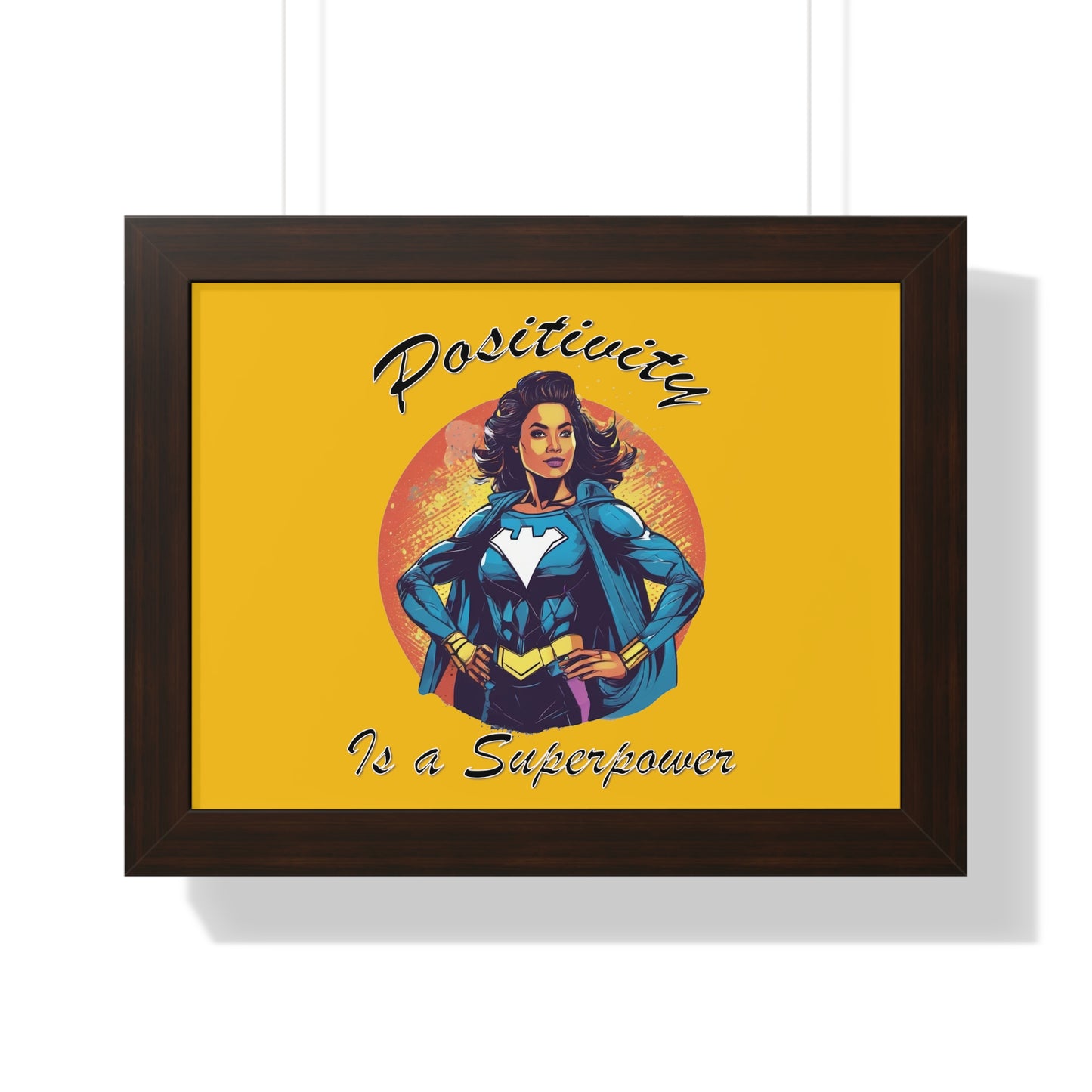 Positivity is a Superpower Female Superhero Framed Horizontal Poster