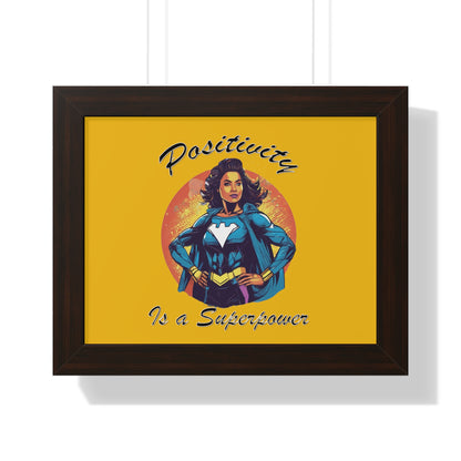 Positivity is a Superpower Female Superhero Framed Horizontal Poster