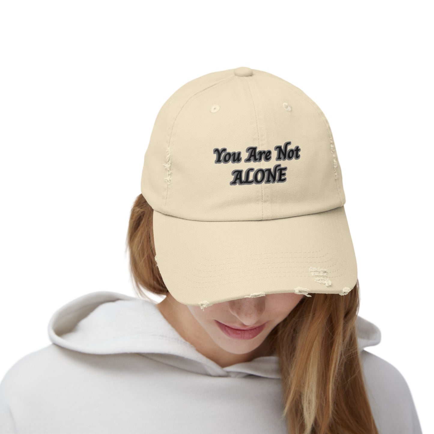 You Are Not Alone Unisex Distressed Cap