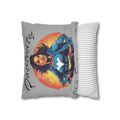 Positivity is a Superpower Female Superhero Spun Polyester Square Pillowcase