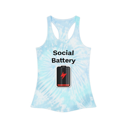 Social Battery Low Tie Dye Racerback Tank Top