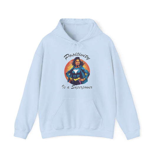 Positivity is a Superpower Female Superhero Heavy Blend™ Hooded Sweatshirt