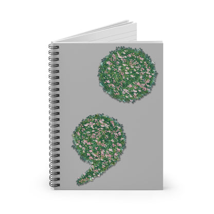 Flowers Semi-Colon Spiral Notebook - Ruled Line