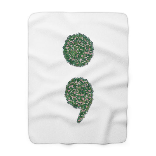 Flowers Semi-Colon Fleece Blanket