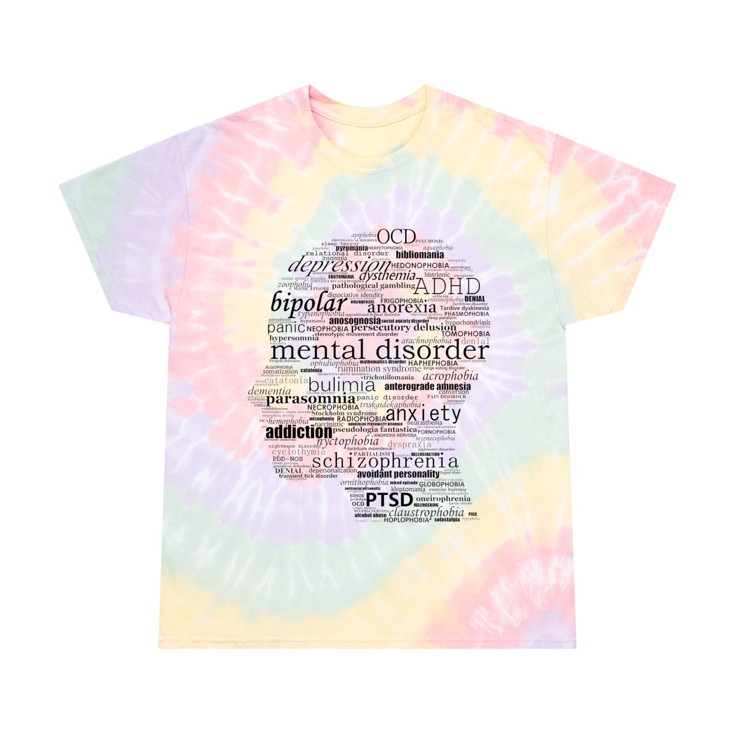 Mental Disorder Silhouette Tie-Dye Tee, Spiral