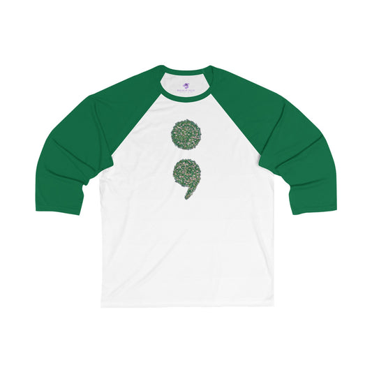 Flowers Semi-Colon Unisex 3\4 Sleeve Baseball Tee