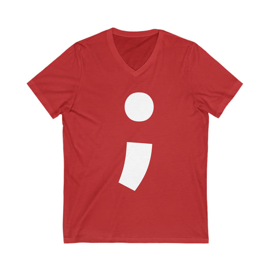 Semi-Colon ; Jersey Short Sleeve V-Neck Tee