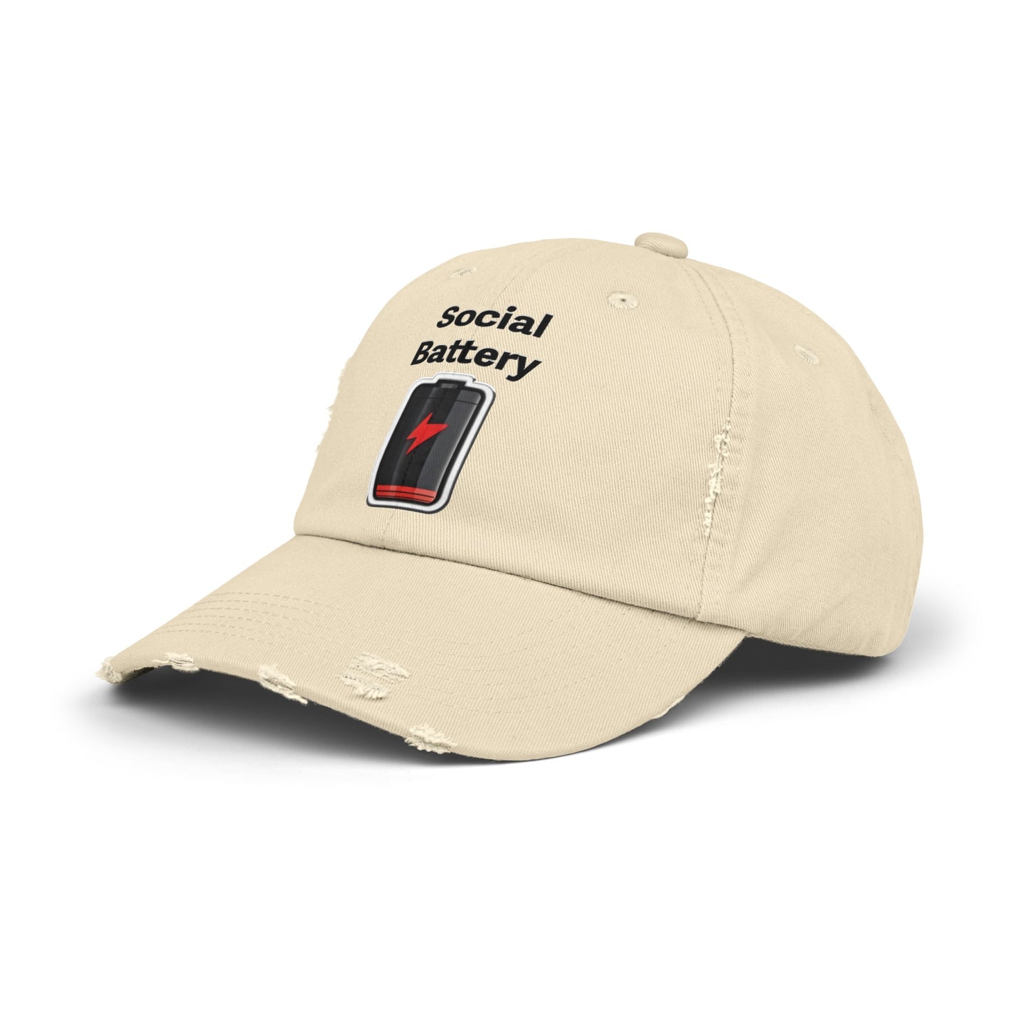 Social Battery Low Unisex Distressed Cap