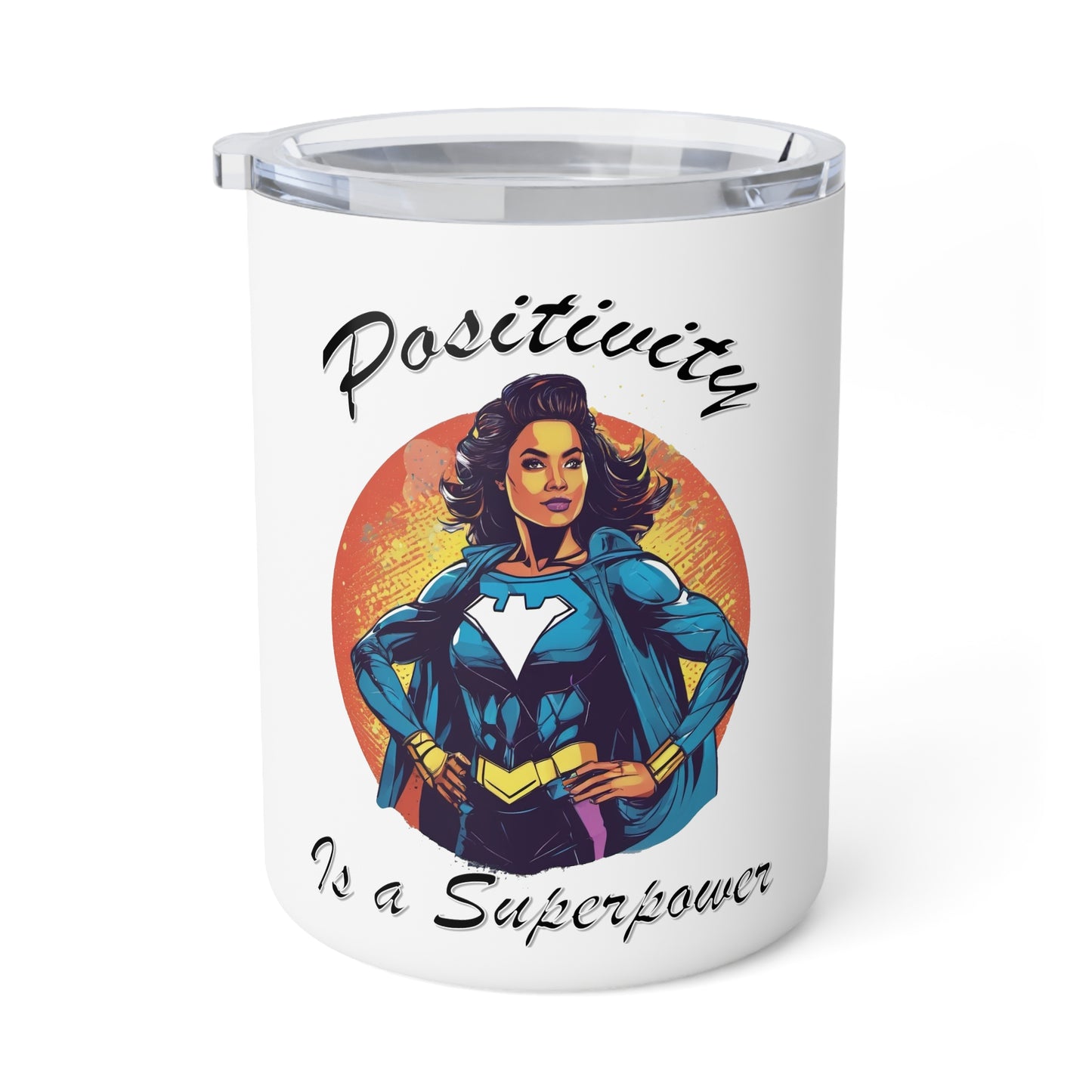 Positivity is a Superpower Female Superhero 10oz Insulated Coffee Mug