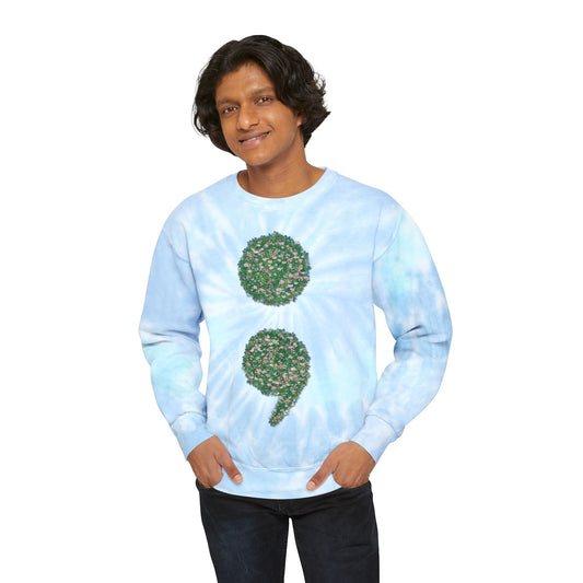 Flowers Semi-Colon Unisex Tie-Dye Sweatshirt