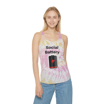 Social Battery Low Tie Dye Racerback Tank Top