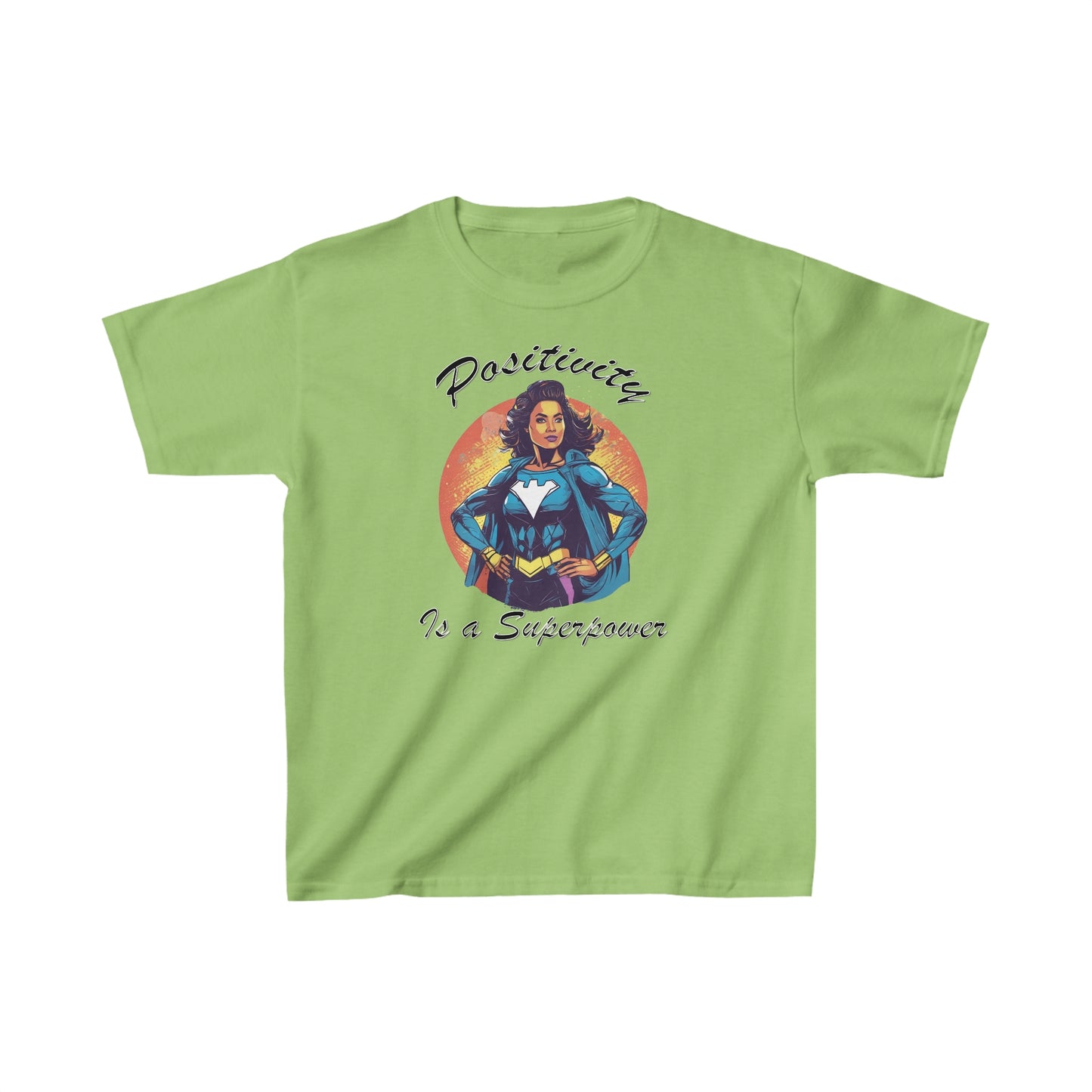 Positivity is a Superpower Female Superhero Kids Heavy Cotton™ Tee