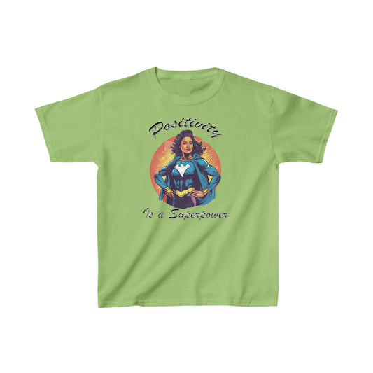 Positivity is a Superpower Female Superhero Kids Heavy Cotton™ Tee