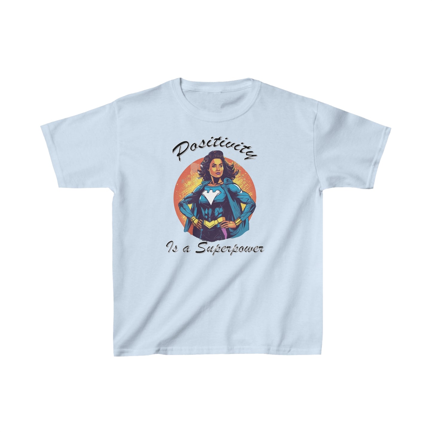 Positivity is a Superpower Female Superhero Kids Heavy Cotton™ Tee