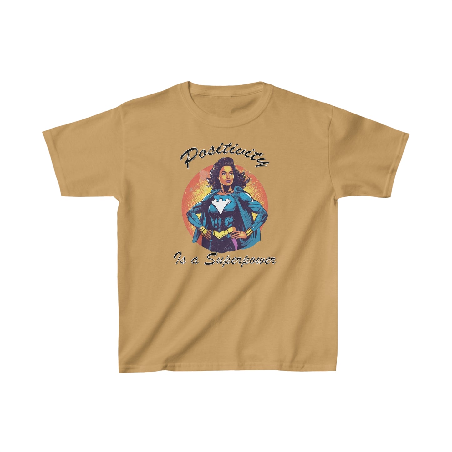 Positivity is a Superpower Female Superhero Kids Heavy Cotton™ Tee