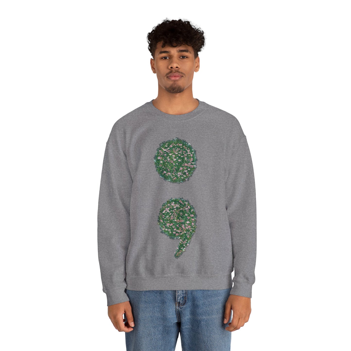 Flowers Semi-Colon Unisex Heavy Blend™ Crewneck Sweatshirt