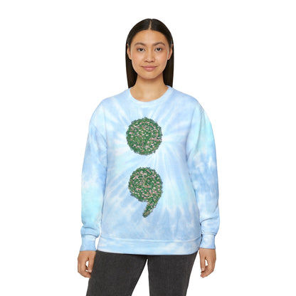 Flowers Semi-Colon Unisex Tie-Dye Sweatshirt