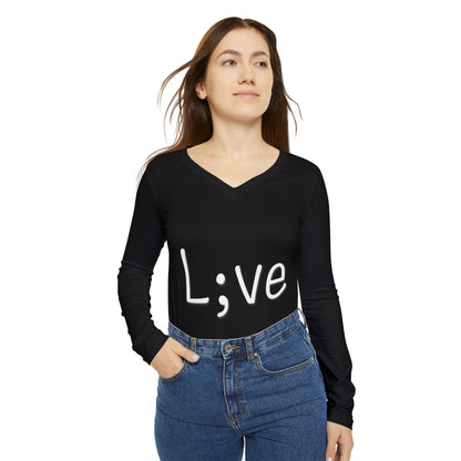 Semi-Colon L;ve Women's Long Sleeve V-neck Shirt